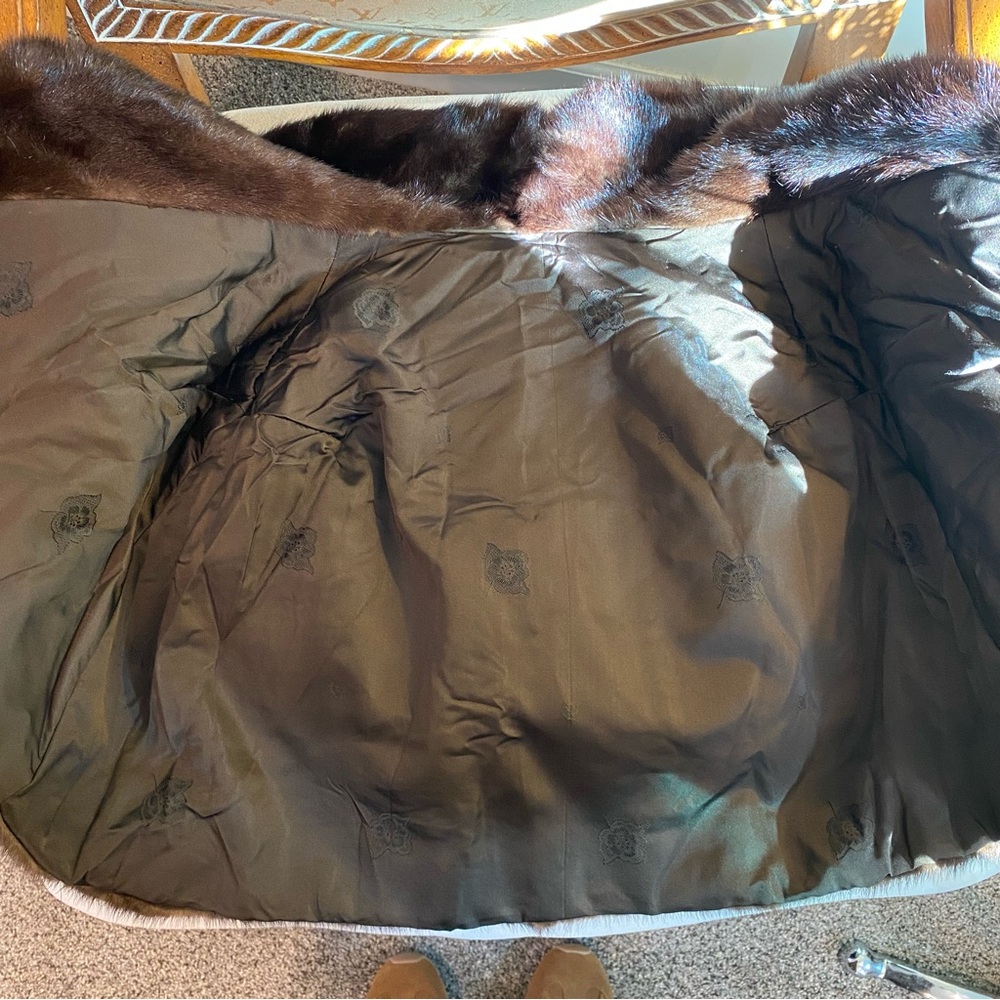 Vintage 1960s Dark Brown Genuine Mink Fur Wrap Shawl Stole - Picture 8 of 11